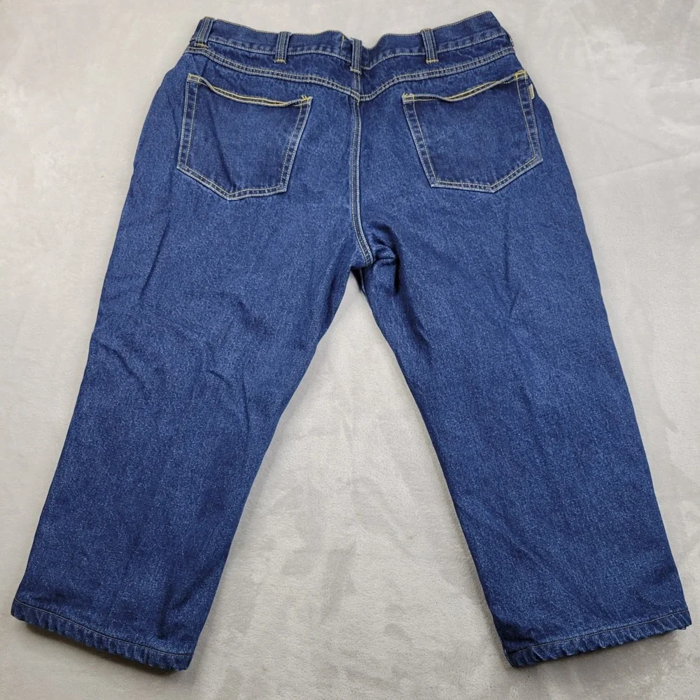 Red Head Jeans Mens 40x30 Blue Flannel Fleece Lined Straight‎ Leg Relaxed Plaid